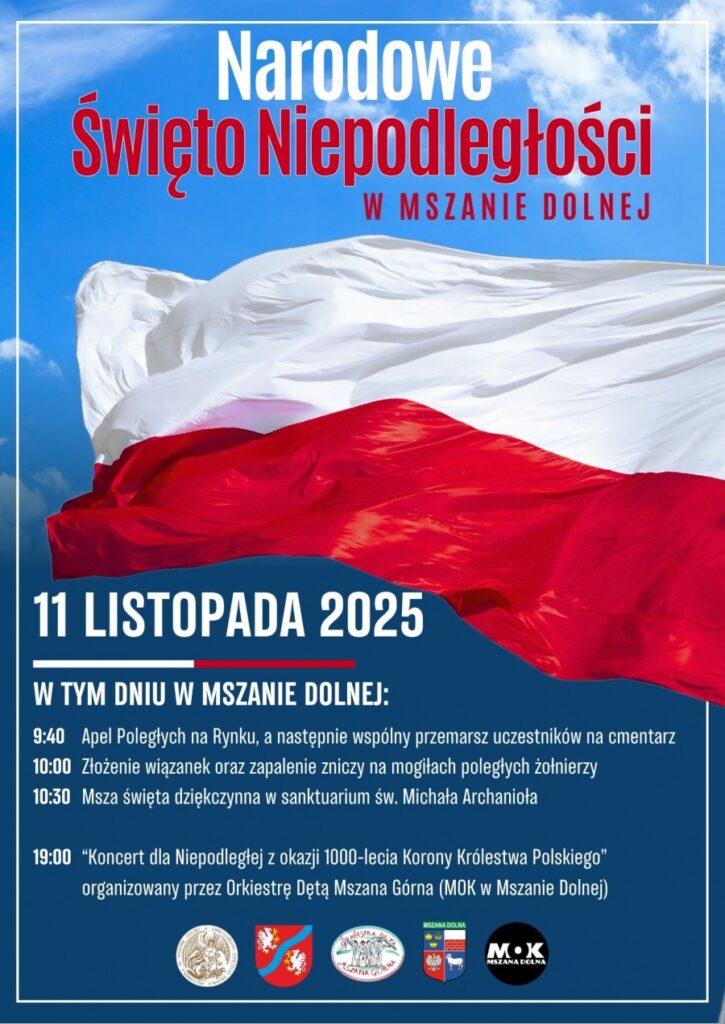Program uroczystości:9 listopada (niedziela)17:00 - "Koncert patriotyczny z okazji Święta Niepodległości", oraganizownay przez Zespół Folklorystyczny „Dolina Mszanki” (MOK w Mszanie Dolnej)11 listopada (wtorek) 9:40 – Apel Poległych na Rynku, a następnie wspólny przemarsz uczestników na cmentarz10:00 – Złożenie wiązanek i zapalenie zniczy na mogiłach poległych żołnierzy10:30 – Msza święta dziękczynna w sanktuarium św. Michała Archanioła19:00 – "Koncert dla Niepodległej z okazji 1000-lecia Korony Królestwa Polskiego", organizowany przez Orkiestrę Dętą Mszana Górna (MOK w Mszanie Dolnej)